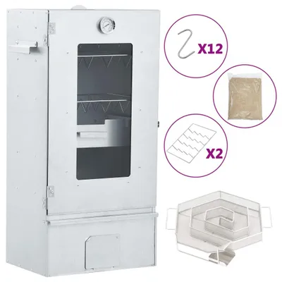 Obrázek produktu pro VidaXL 3200755, Oven smoker, Stříbrná, Pozinkovaná ocel, Sklo, Sklo, Nerezová ocel, Odřezky dřeva