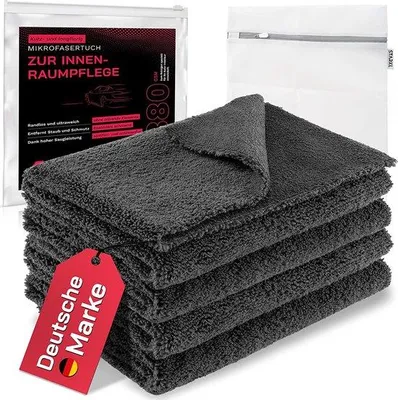 Produktbild von Famanu Mikrofasertücher für Autopflege - 4 Stück, 40 x 40 cm, 380 g/m²