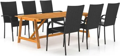 Produktbild von 7-tlg. Garten-Essgruppe Schwarz , Gartenmöbel-Sets Design 2024