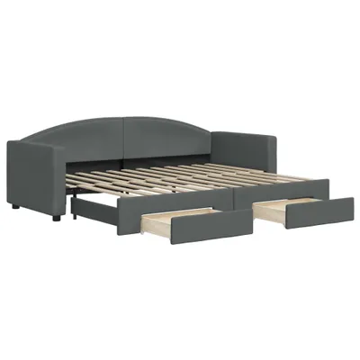 Produktbild von vidaXL Tagesbett Ausziehbar mit Schubladen Dunkelgrau 80x200 cm Stoff