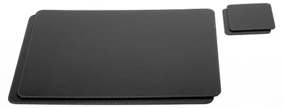 Platzset-Set aus recyceltem Leder, 2 Stück, 40x30 cm, Schwarz
