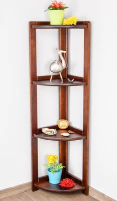 Produktbild von Regal / Eckregal Kiefer massiv Vollholz Nussfarben Junco 61 - Abmessungen: 125 x 40 x 30 cm (H x B x T)
