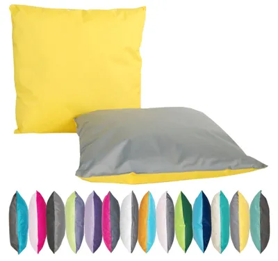 Produktbild von JACK 2-farbiges Wende Outdoor Lounge Kissen 45x45cm Dekokissen inkl. Füllung Wasserfest Sitzkissen Garten Stuhl Lotus Effekt, Farbe:Grau - Gelb