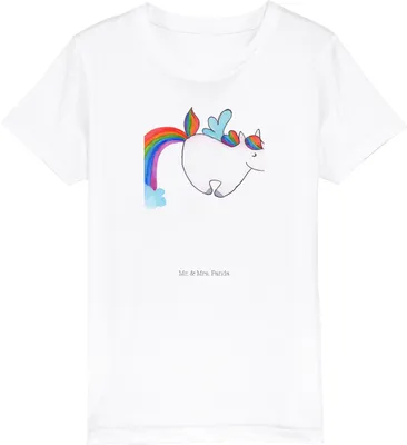 Produktbild von Mr. & Mrs. Panda Kleinkinder T-Shirt Einhorn Fliegendes Pferd 9-11 Jahre (134/146) - Weiß - Geschenk, Glitzer, Regenbogen, Realität, Jungen, Spielen, Mädchen, Kindershirt