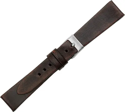 Produktbild von Minott Uhrenarmband braun Kalbsleder Vintage Handveredelt flach glatt , Stegbreite:22mm, Schließe:Silbern