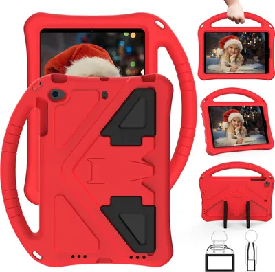 Produktbild von Kinder Hülle für iPad Mini 5/4/3/2/1, Eva Leichte Stoßfeste Faltbarem Ständer, Kids Griff Schutzhülle Rot