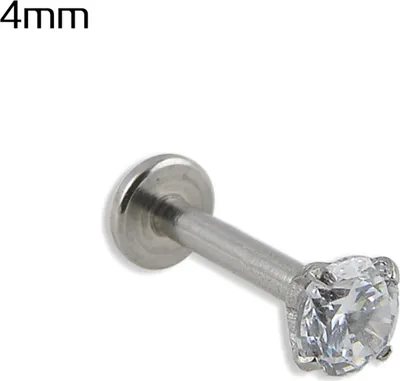 Produktbild von 1 Stück 16 G Uni glänzender Strass Lippenring Nasenstecker Ohrring Piercing Schmuck-4mm