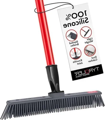 Obrázek produktu pro Silikonový smeták, 30 cm, otočná hlava, 140 cm rukojeť z nerezové oceli, na vlasy a chmýří