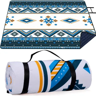 Productafbeelding van Waterdichte picknickdeken, 200x200 cm, geschikt voor buiten, strand, zandvrij, wasbaar, blauw