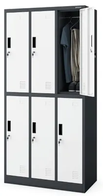 Produktbild von Umkleideschrank Spind IGOR 6 Abteile Etikettenhalter Lüftungsschlitze | Umkleidespind Schließfachschrank Garderobenspind 185x90x45cm Anthrazit-Weiß