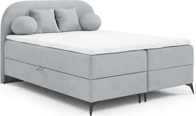 Produktbild von Boxspringbett Schlafzimmerbett GORGIA 160x200cm Stoff Jasmin Hellgrau