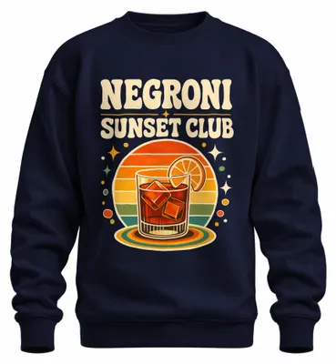 Zdjęcie produktu dla ni Sunset Club – Bar koktajlowy, napój, aperitif, retro, bluza z kapturem, kolor granatowy, rozmiar L