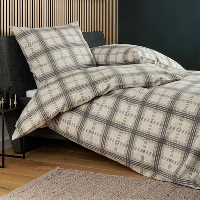 Produktbild von Janine Feinbiber Bettwäsche Davos 65200 beige grau 140x200 cm + 70x90 cm