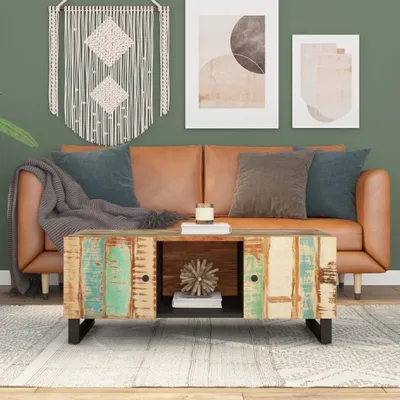 Produktbild von Design Couchtisch 100x54x40 cm Altholz Massiv & Holzwerkstoff, Couchtische 2024 Neu