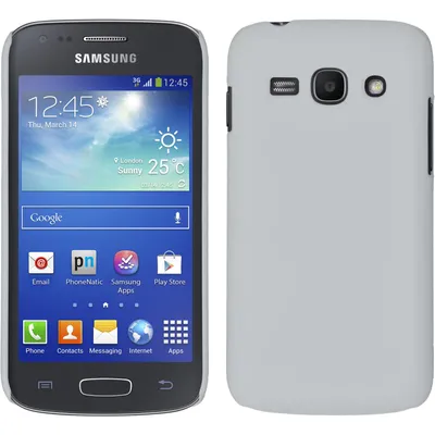 Produktbild von PhoneNatic Case kompatibel mit Samsung Galaxy Ace 3 - Hülle weiß gummiert Hard-case + 2 Schutzfolien