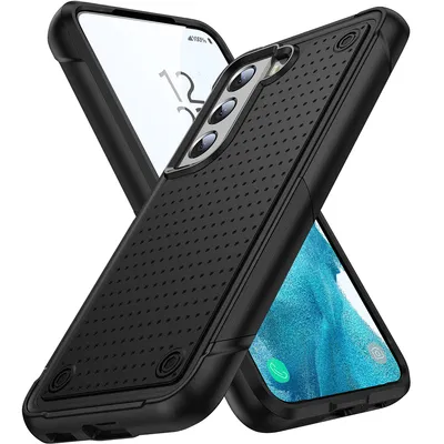Immagine prodotto di Custodia per Samsung Galaxy S22+ 5G, qualità militare, custodia ibrida antiurto 2in1 in PC rigido e TPU morbido nero