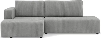 Image de Best Mobilier Topaze - canapé d'angle gauche 4 places convertible avec coffre en velours côtelé , Gris clair