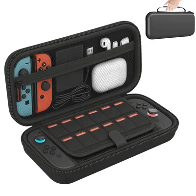 Produktbild von Hülle für Nintendo Switch 2 – Schwarze Tragetasche mit Aufbewahrungsfach für Spielkarten Phonillico®