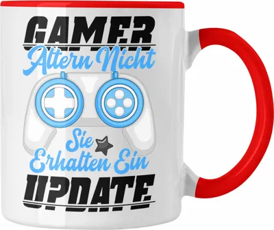 Produktbild von Trendation - Gamer Tasse Geschenk Jungen Zocker Mitbringsel Männer Zocken Gaming Geschenkideen PC Kinder Zubehör Spruch Lustig Geburtstagsgeschenk (Rot)