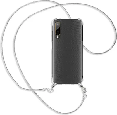Produktbild von Handykette Backcover-Schutzhülle mit Band (Metall silberfarben) für HTC Desire 22 Pro 5G (6.6'') - silberfarbene Snake-Kette