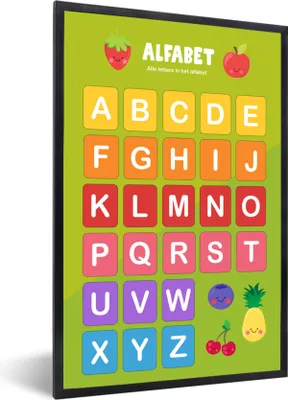 Produktbild von MuchoWow® MuchoWow® Gerahmtes Poster Kinderzimmer - Alphabet - Lernen - Jungen - Mädchen - Kinder - Kinder 40x60 cm - Poster mit zchwarzem Bilderrahmen - Papierdruck - Wandbilder