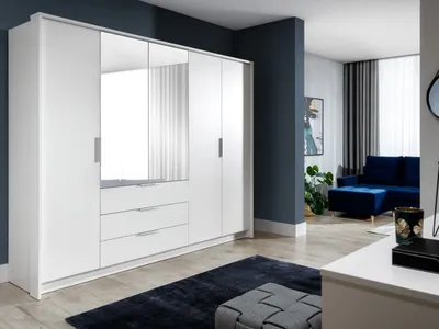 Obrázok produktu pre Kombinovaná šatníková skriňa so zrkadlom AMANA - 255 cm, biela