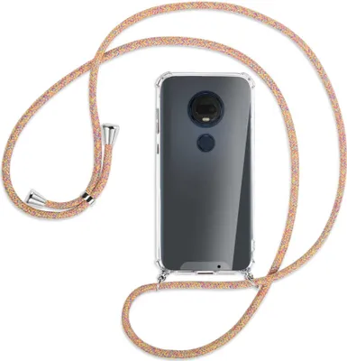 Produktbild von Handykette Backcover-Schutzhülle mit Band (Metall silberfarben) für Motorola Moto G7 / G7 Plus - Rainbow