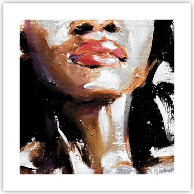 Produktbild von Poster - Poster ohne Rahmen - Öl Mund Frau - 40x40 cm - Wand Bild - Wanddeko - Wandbilder - Kunstposter - Wandposter - Bilder - Kunstdruck - Wanddekoration - Wandbild - P2XAC40x40-4724