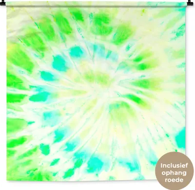 Produktbild von MuchoWow® Wandteppich Wandbehang Krawattenfärbung - Grün - Farbe 150x150 cm Tapisserie Dekoration Wandtuch - Wohnaccessoires - Modernes