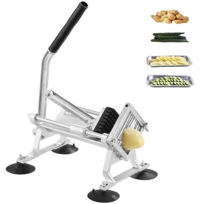 Immagine prodotto di VEVOR Tagliaverdure commerciale, tagliafrutta da 3/8 di pollice, tagliaverdure in acciaio inox e lega di alluminio, tagliaverdure con piedini antiscivolo, per ravanelli, cipolle, patate, limoni