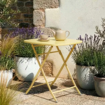 Immagine prodotto di Tavolo pieghevole 'Sande' quadrato in acciaio 71 x 70 x 70 cm giallo
