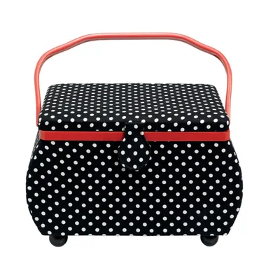 Produktbild von Prym Nähkorb Polka Dots schwarz/weiss L