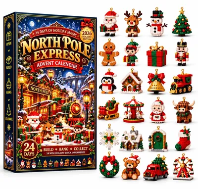 Productafbeelding van 3D 24-Daagse Kerst Brick Ornament Adventskalender 24 Bouwsets Om Op Te Hangen Eenheidsmaat O