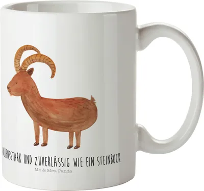 Produktbild von Mr. & Mrs. Panda Plastikbecher Sternzeichen Steinbock - Weiß - Geschenk, Schulkind Tasse, Steinböcke, Ziege, Bock, Pott, Haferl, Kinderbecher, Mehrwegbecher