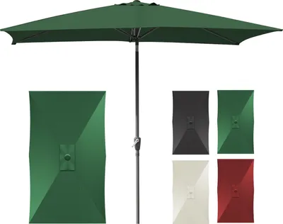 Zdjęcie produktu dla Parasol Hengda, prostokątny, z korbą, składany, żelazny, balkonowy, z regulacją nachylenia, 1,4 x 2,1 m, zielony