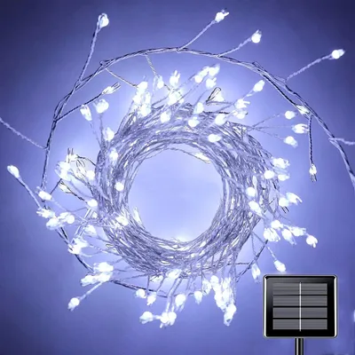 Solar-Feuerwerkslichter 300 LED, 9 m, warmweiß, 8 Modi
