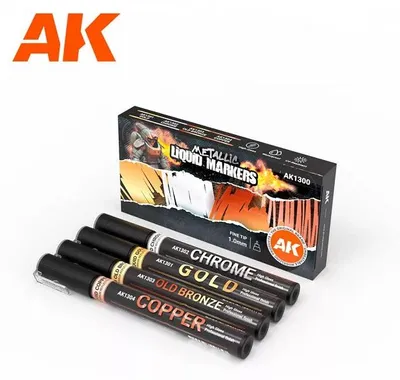 Produktbild von AK Interactive AK1300 - Metallic Markers 4 Stück - Neu