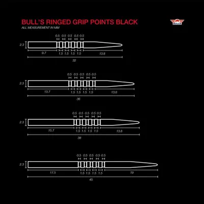 Immagine prodotto di BULLS Ringed Grip Points Black Steeldart Spitzen 32mm