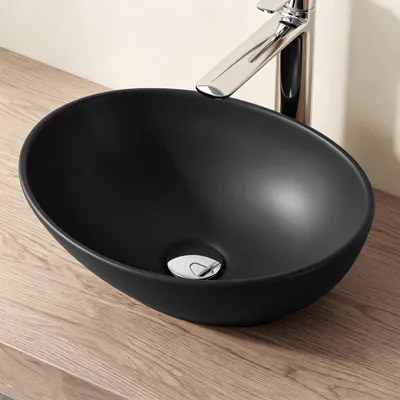 Produktbild von doporro Waschbecken Aufsatzwaschbecken Oval waschtisch Keramik 41x33,1x14cm Waschschale matt schwarz Handwaschbecken Nano-Versiegelung Brüssel205