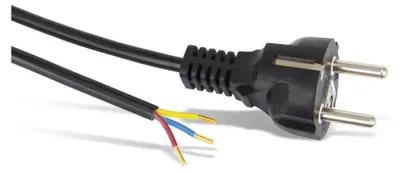 Produktbild von Schutzkontaktkabel zum Konfektionieren, 1,5 m, Schwarz, (3*0,75 mm²) Schutzkontaktstecker Hybrid (Typ E/F, CEE 7/7) > lose Kabelenden