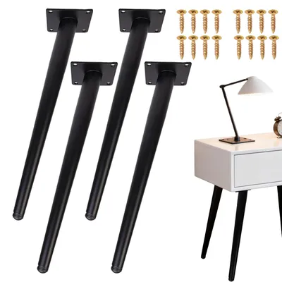 Schräge Tischbeine 40 cm, 4er-Set, Stahl, schwarz