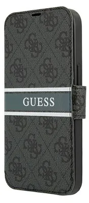 Zdjęcie produktu dla GUESS Handyhülle etui iPhone 13 Pro / 13 6,1" GUBKP13L4GDGR szary book case 4G Stripe