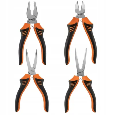 Image de NEO TOOLS Jeu de 4 pinces 180 mm en acier CrNi - Pince combinée - Pince coupante diagonale - Pince à bec de cigogne