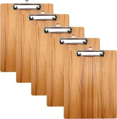 Produktbild von Famanu Holz A4 Klemmbrett mit Metallklemme - Set von 5