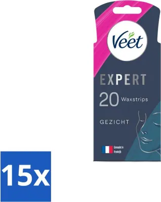 Immagine prodotto di Veet Expert - Strisce depilatorie - Viso - Pelle sensibile - 20 strisce - Confezione risparmio - 15 pezzi