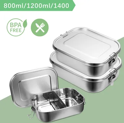 Produktbild von Jopassy 800+1200+1400ml Brotdose ohne Plastik BPA frei brotdose edelstahl Edelstahl Lunchbox
