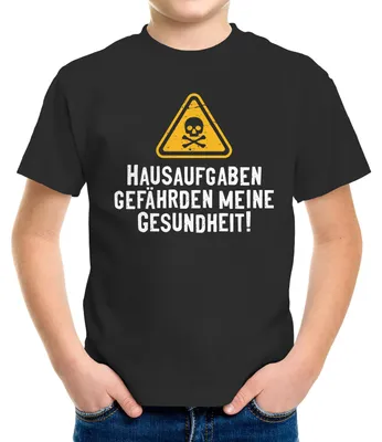 Produktbild von Kinder T-Shirt Spruch lustig Hausaufgaben gefährden meine Gesundheit Sprüche Schule Geschenk für Jungen Moonworks® schwarz 129-140 (9-10 Jahre)