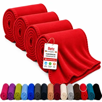 Zdjęcie produktu dla Betz 4 sztuki h koców polarowych 130x170 cm Kocyki do przytulania  Kolor czerwony