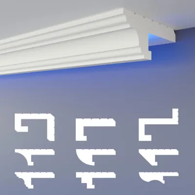 Produktbild von HEXIMO LED-Schattenfugenprofil Stuckleisten, indirekte Beleuchtung XPS-Styropor-Trockenbau-Deckenleisten für Wand-Deckenverkleidung (10,2 Meter HLED 16)