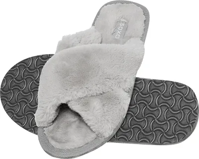 Produktbild von Graue Damen Hausschuhe Slipper Soxo mit Fell Pantoffeln Größe 39-40 Geschenk für Frau